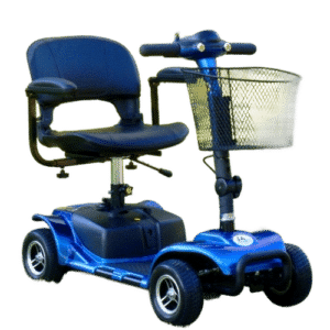 Blå handicap scooter med drejesæde