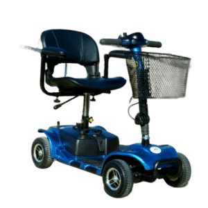 Blå handicap scooter med drejesæde