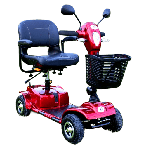 Rød handicap scooter med drejesæde