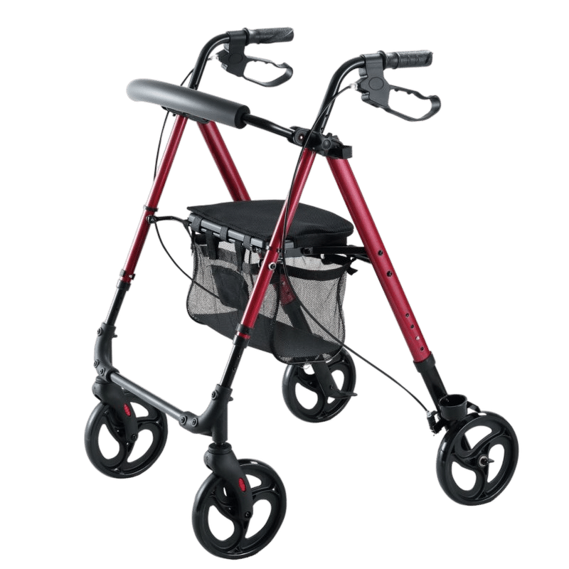 Elegant vinrød rollator